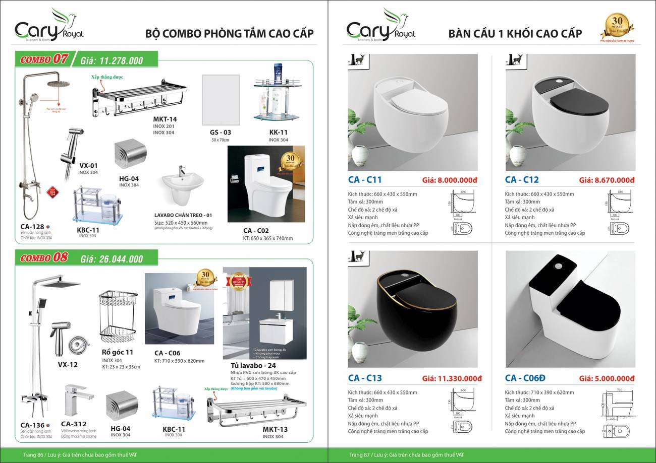 Bảng giá và Catalogue Thiết bị vệ sinh CARY ROYAL mới nhất /Page 44
